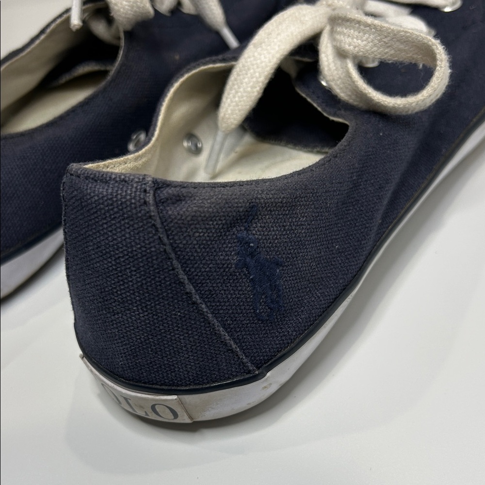 Polo Ralph Lauren Navy Canvas Sneakers Size 8 - Picture 7 of 9